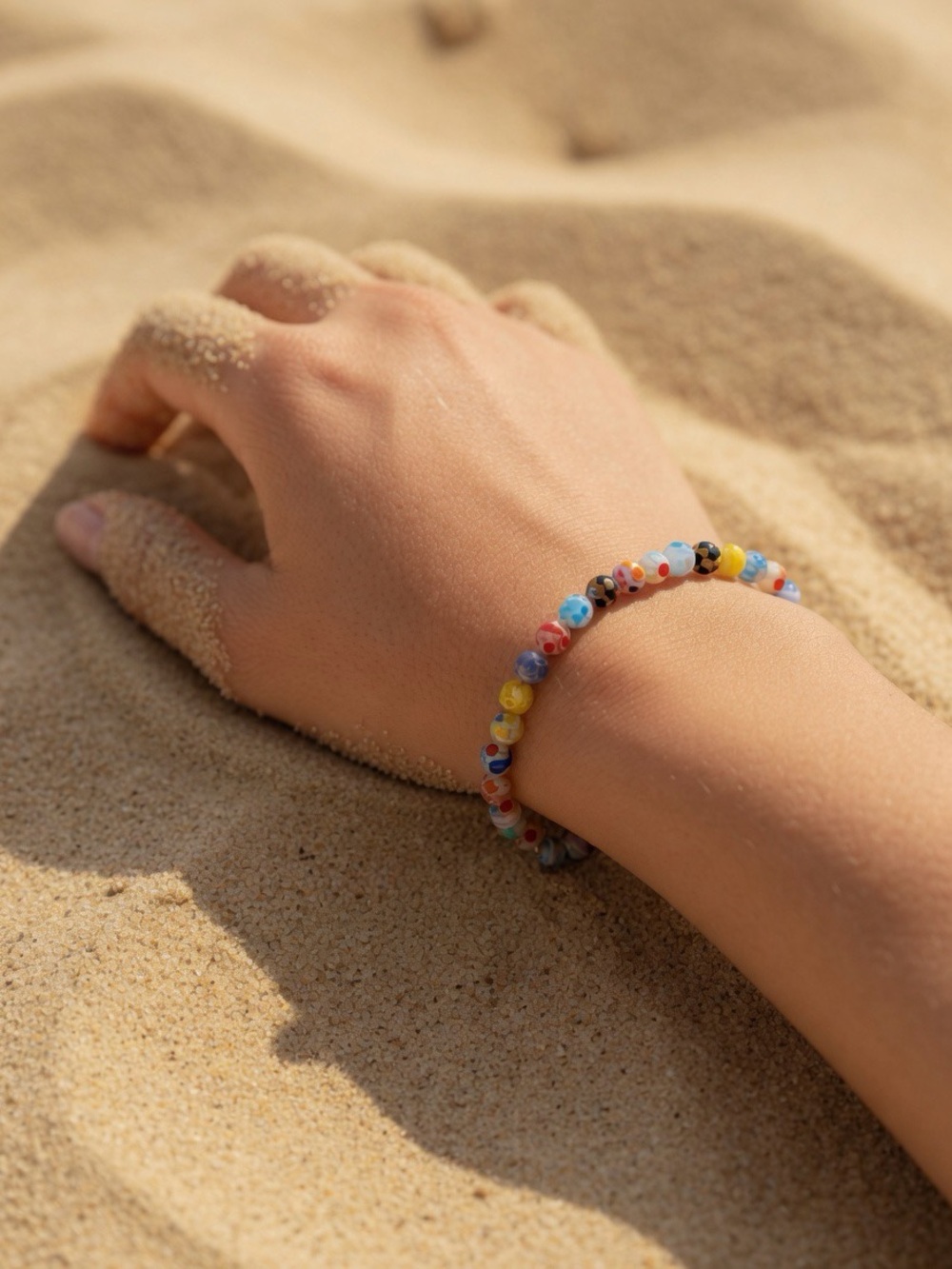 Multicolor Glass Bead Anklet & Bracelet Set - Women's Jewelry NWOT - Picture 4 of 4